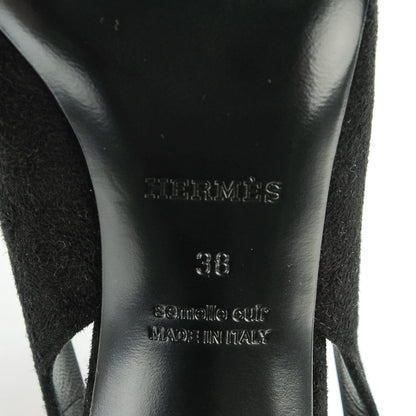 Hermes Goatskin Suede Kessy Pumps 38 Black 6 of 8