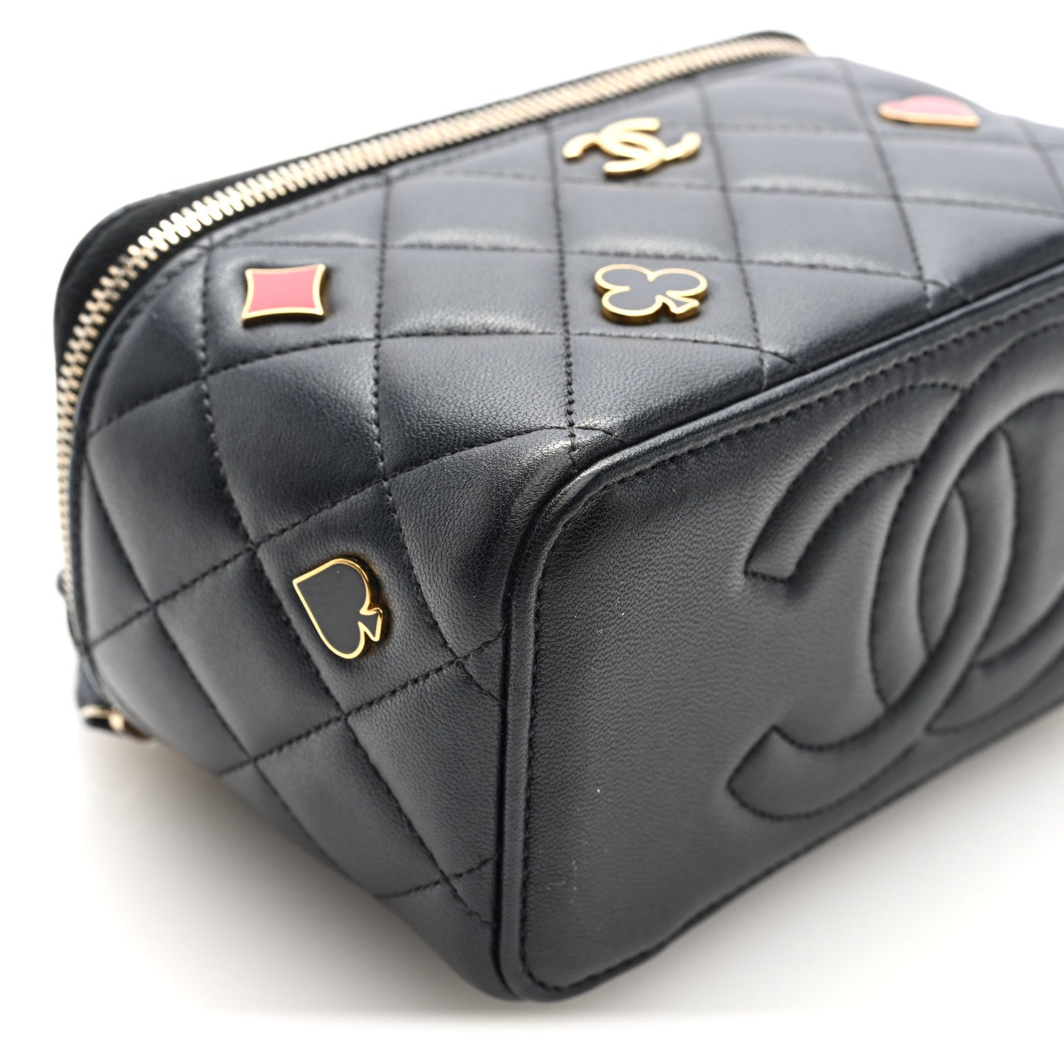 Chanel Lambskin Quilted Enamel Coco Casino Small Vanity Case With Chain Black 10 of 11