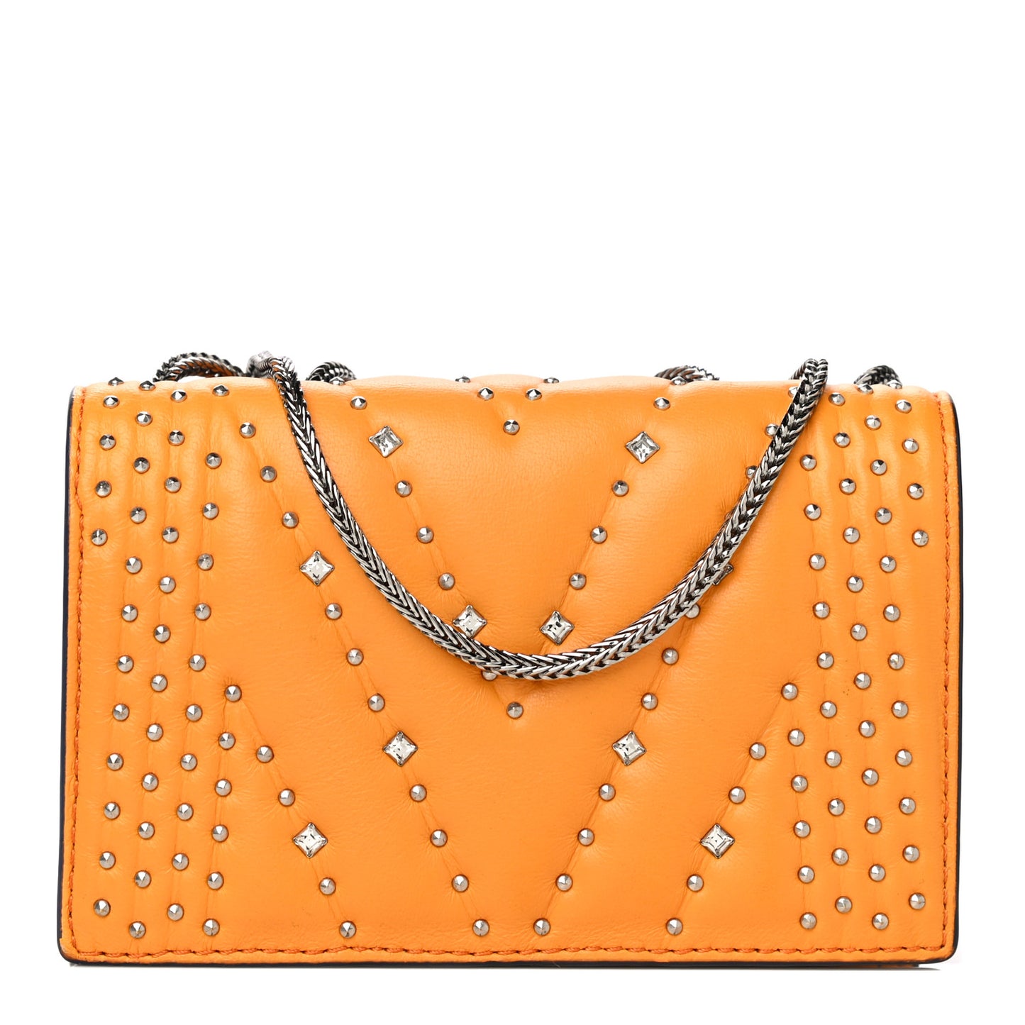 Lambskin Diamond Disco Mini Flap Crossbody Bag Orange