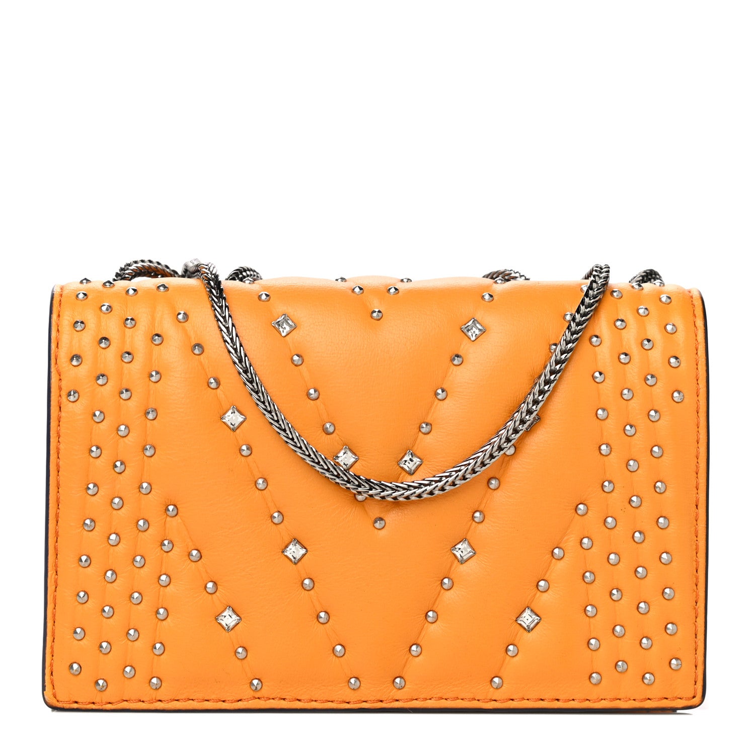 MCM Lambskin Diamond Disco Mini Flap Crossbody Bag Orange 1 of 18