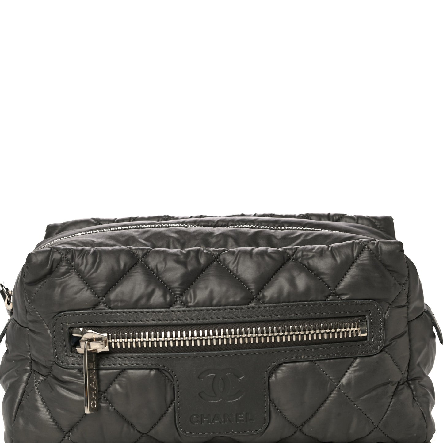 Nylon Quilted Cocoon Cosmetic Case Grey