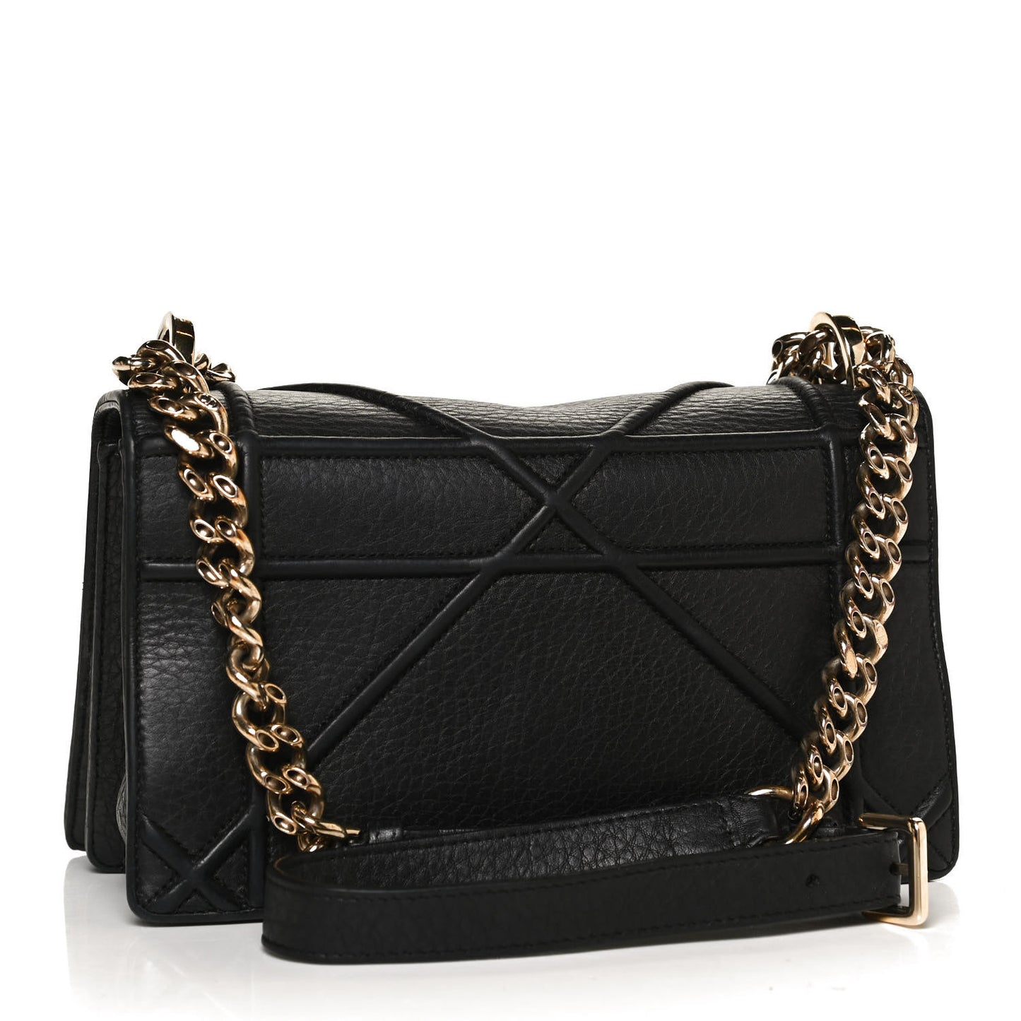 Grained Calfskin Small Diorama Flap Bag Black
