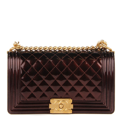 Chanel Metallic Patent Calfskin Medium Boy Flap Brown 1 of 10