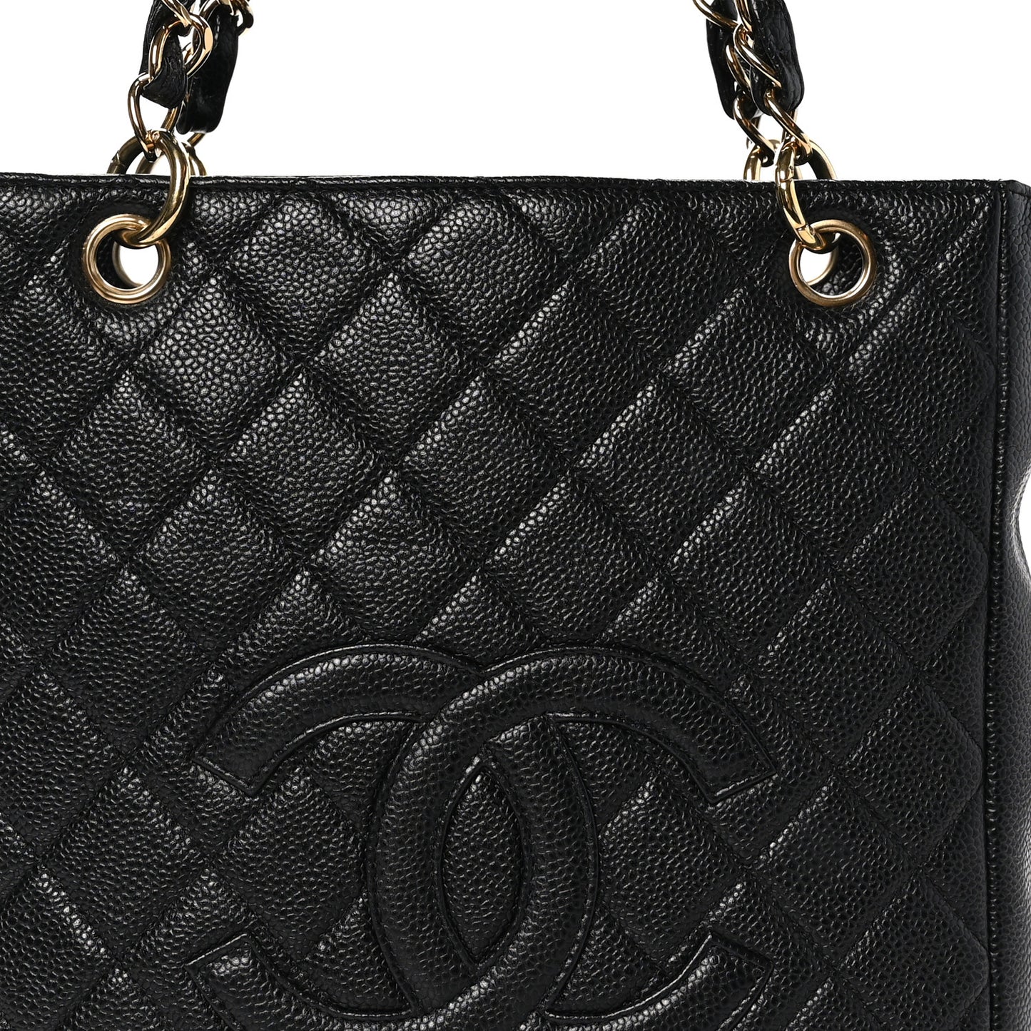 Caviar Quilted Petit Shopping Tote PST Black