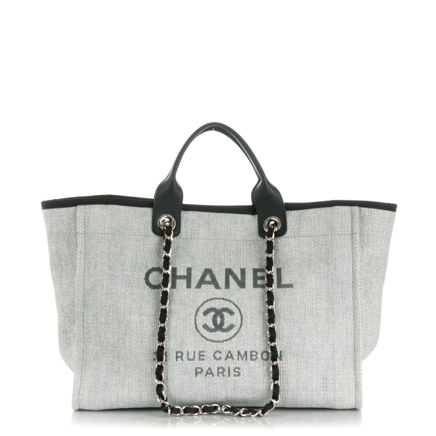 Woven Straw Raffia Deauville Large Tote Grey