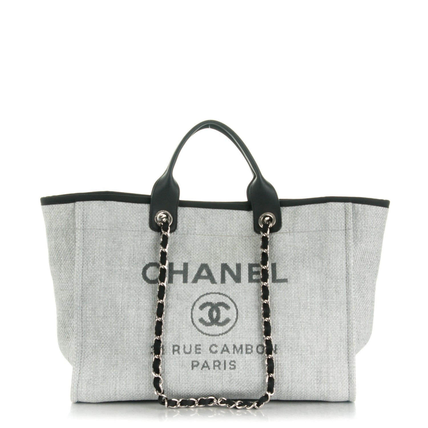 Chanel Woven Straw Raffia Deauville Large Tote Grey 1 of 9