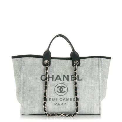 Chanel Woven Straw Raffia Deauville Large Tote Grey 1 of 9