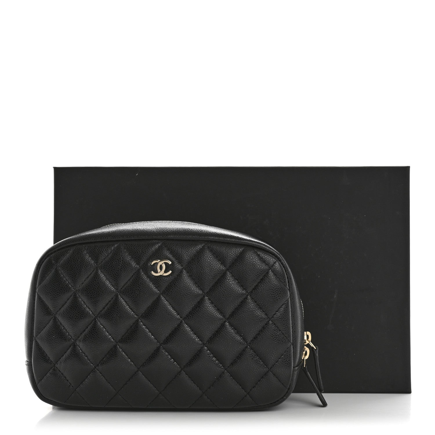 Chanel Caviar Quilted Medium Curvy Pouch Cosmetic Case Black 9 of 9
