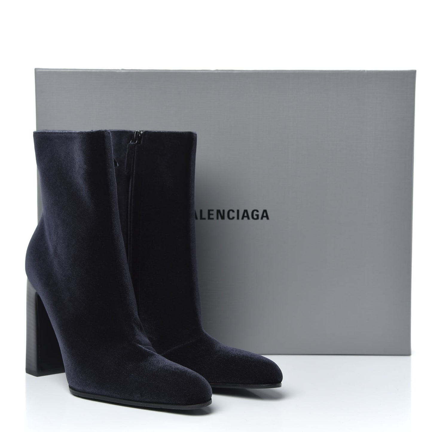 Smooth Velvet Ankle Boots 39 Black