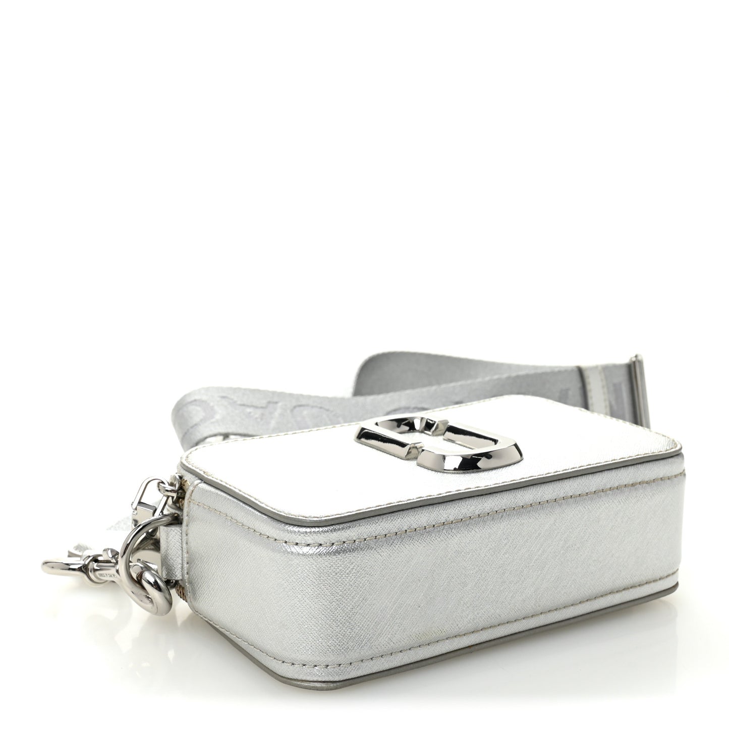 Metallic Saffiano Small Snapshot Camera Bag Silver