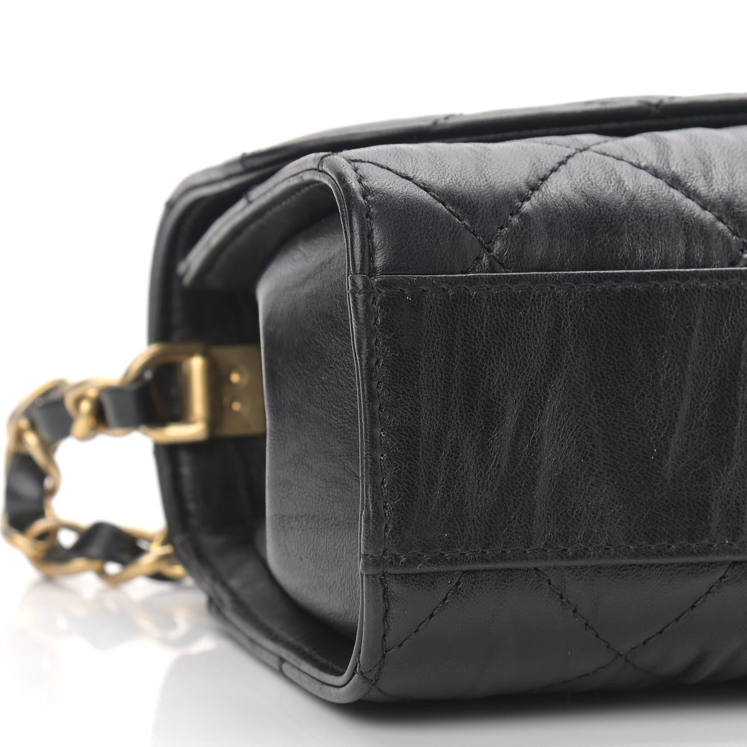 Chanel Crumpled Lambskin Quilted Mini CC Links Top Handle Flap Black 8 of 9