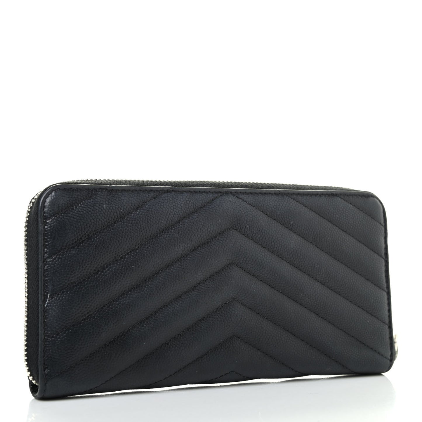 Grain De Poudre Matelasse Chevron Monogram Zip Around Wallet Black