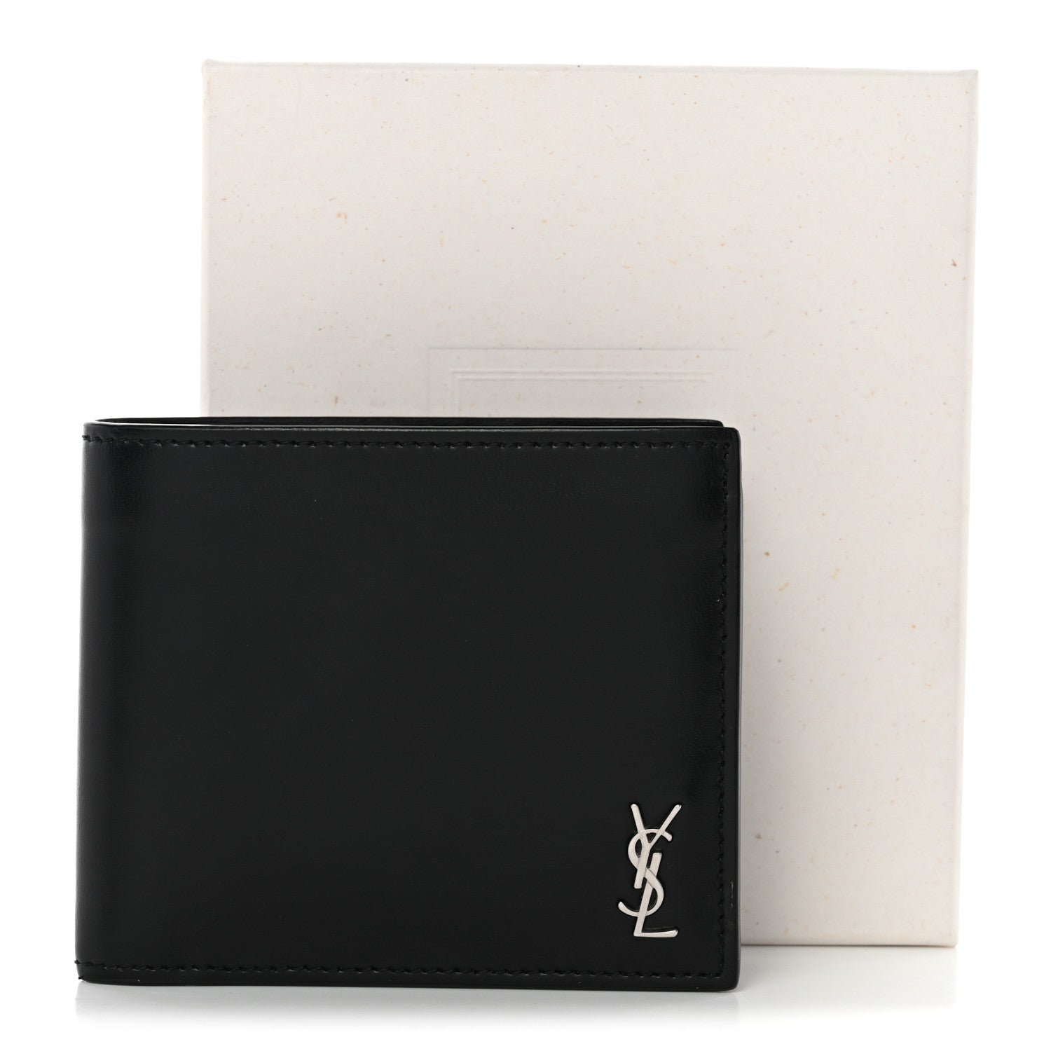 Saint Laurent Matte Calfskin Tiny Cassandre East West Wallet Black 8 of 8