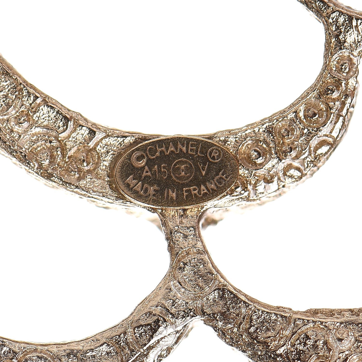 Chanel Pearl Crystal CC Camellia Brooch Light Gold 4 of 5