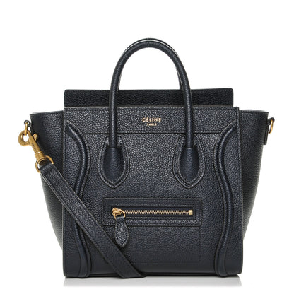 Celine Drummed Calfskin Nano Luggage Midnight 1 of 6