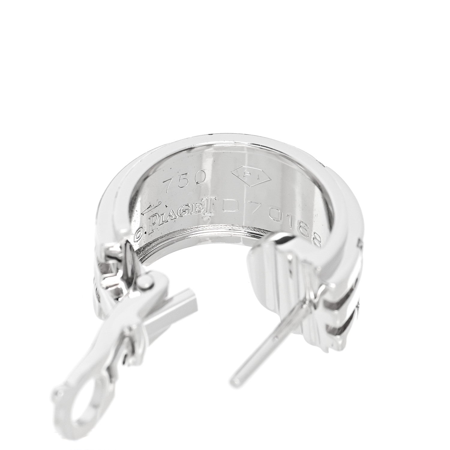 Piaget 18K White Gold Diamond .14ctw Hoop Earrings 4 of 4
