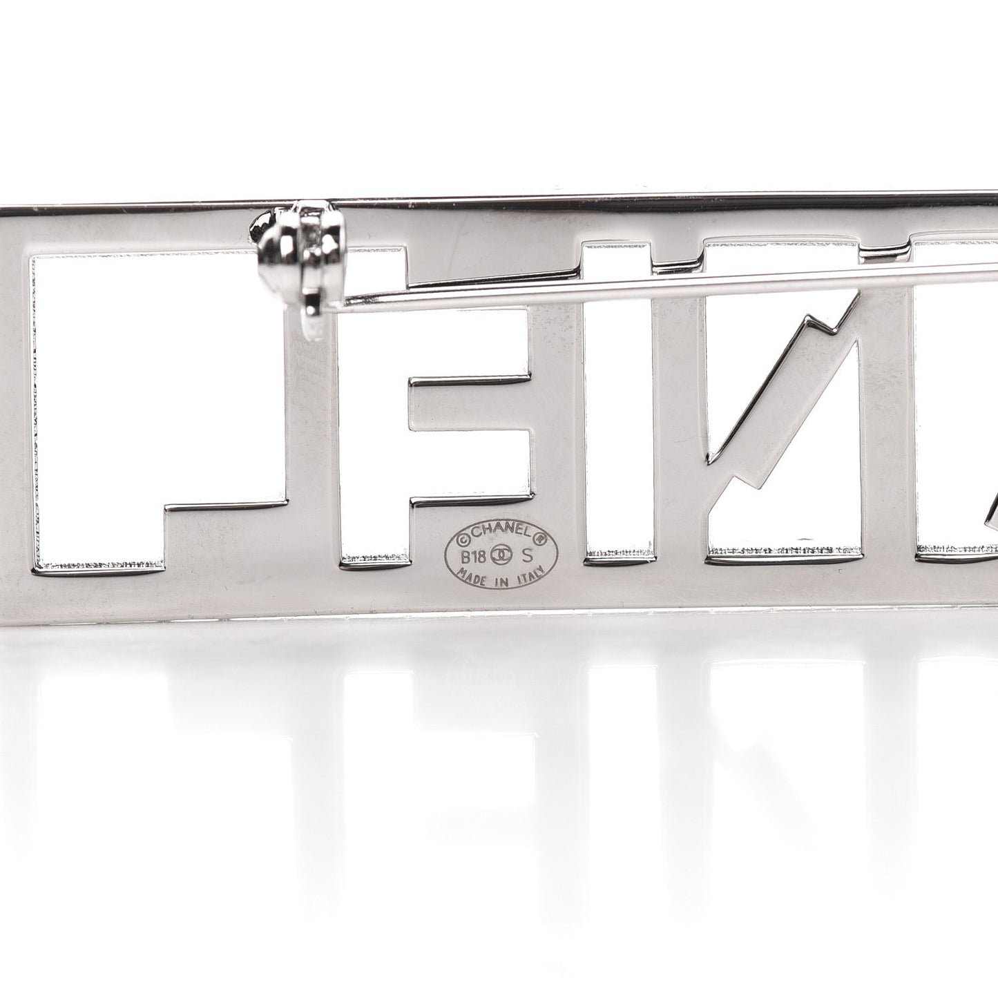 Crystal Logo Brooch Silver