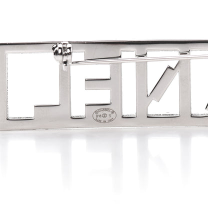 Chanel Crystal Logo Brooch Silver 4 of 5