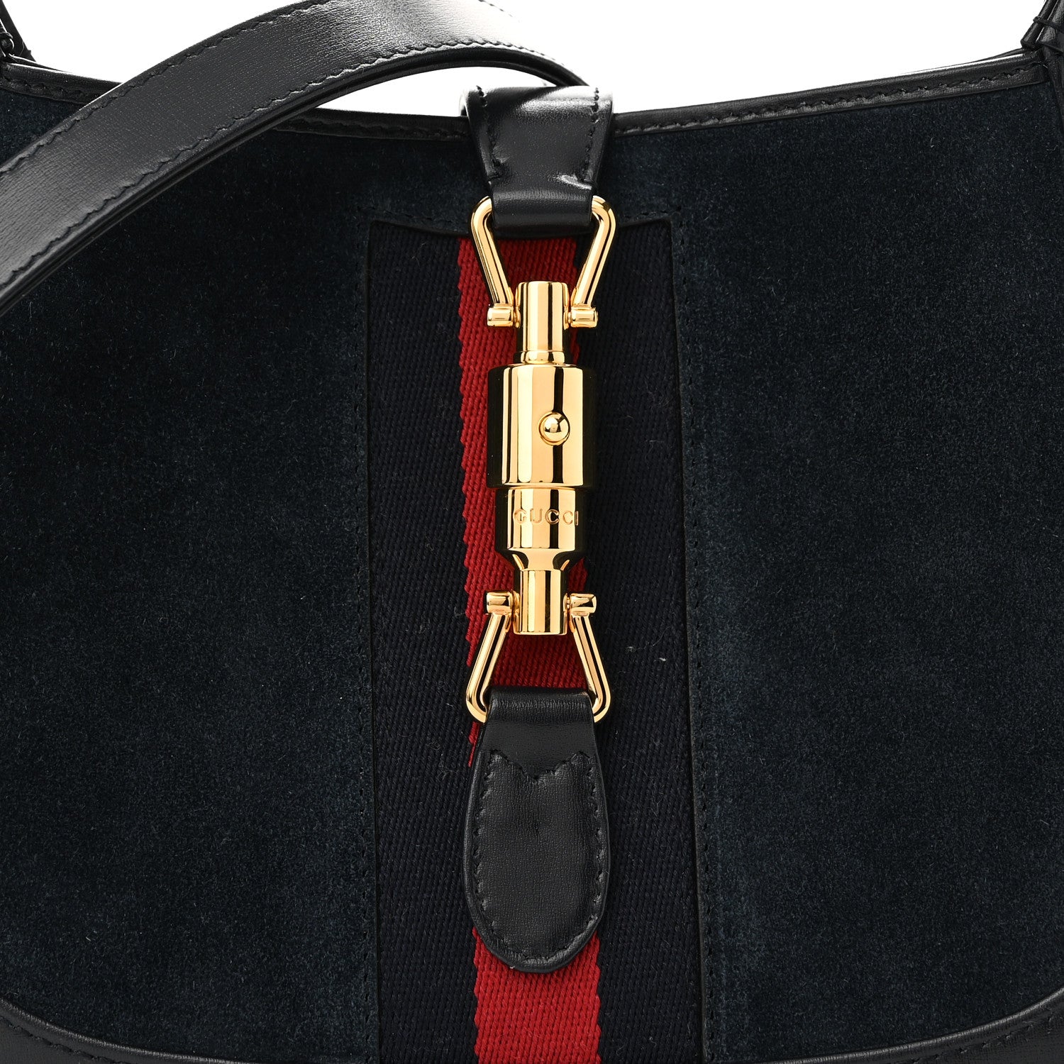 Gucci Suede Boarded Dyana Lux Calfskin Suede Small Jackie 1961 Hobo Navy 7 of 9