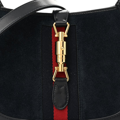 Gucci Suede Boarded Dyana Lux Calfskin Suede Small Jackie 1961 Hobo Navy 7 of 9