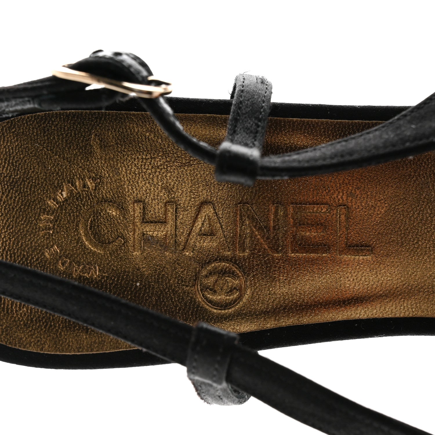 Chanel Satin Cap Toe CC Slingback Pumps 39.5 Black 7 of 9