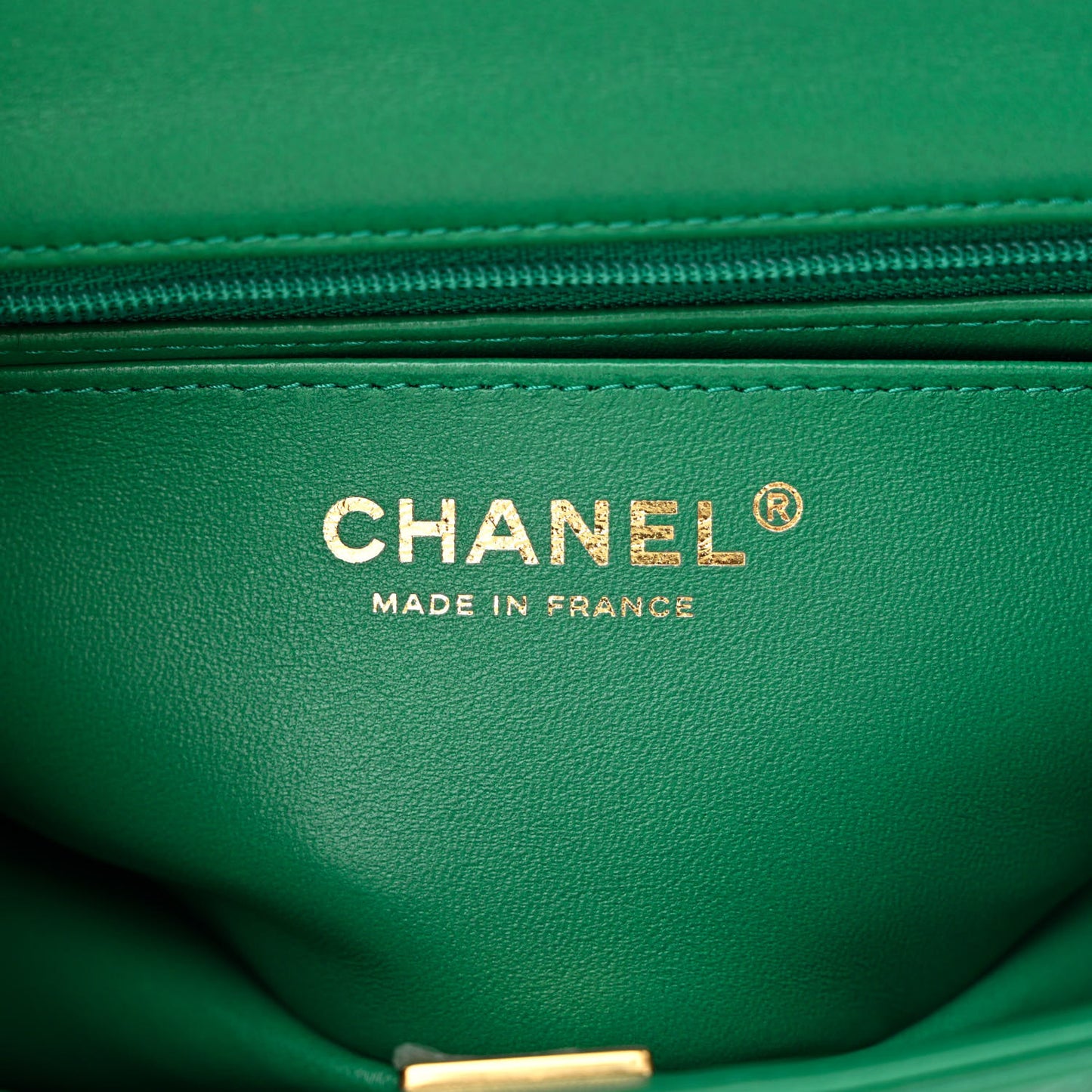 Lambskin Quilted Mini Top Handle Rectangular Flap Green