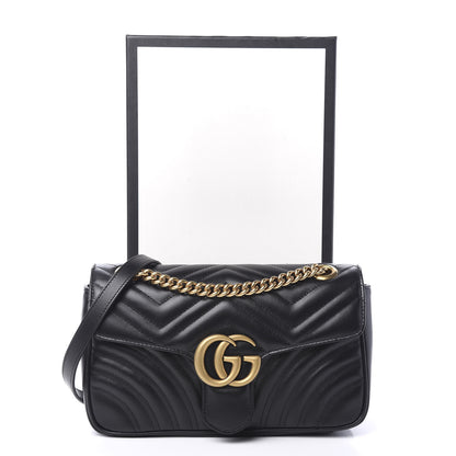 Gucci Calfskin Matelasse Small GG Marmont Shoulder Bag Black 10 of 10