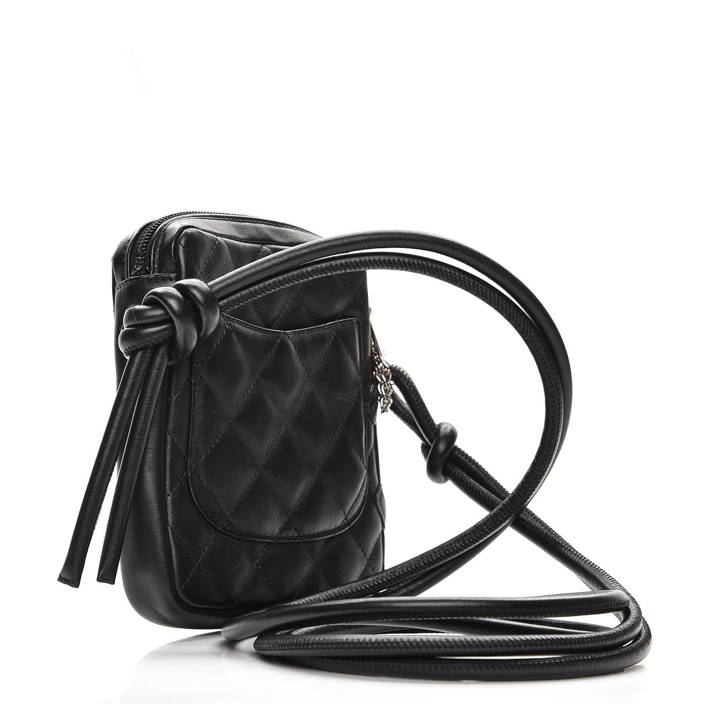Calfskin Quilted Small Cambon Messenger Black
