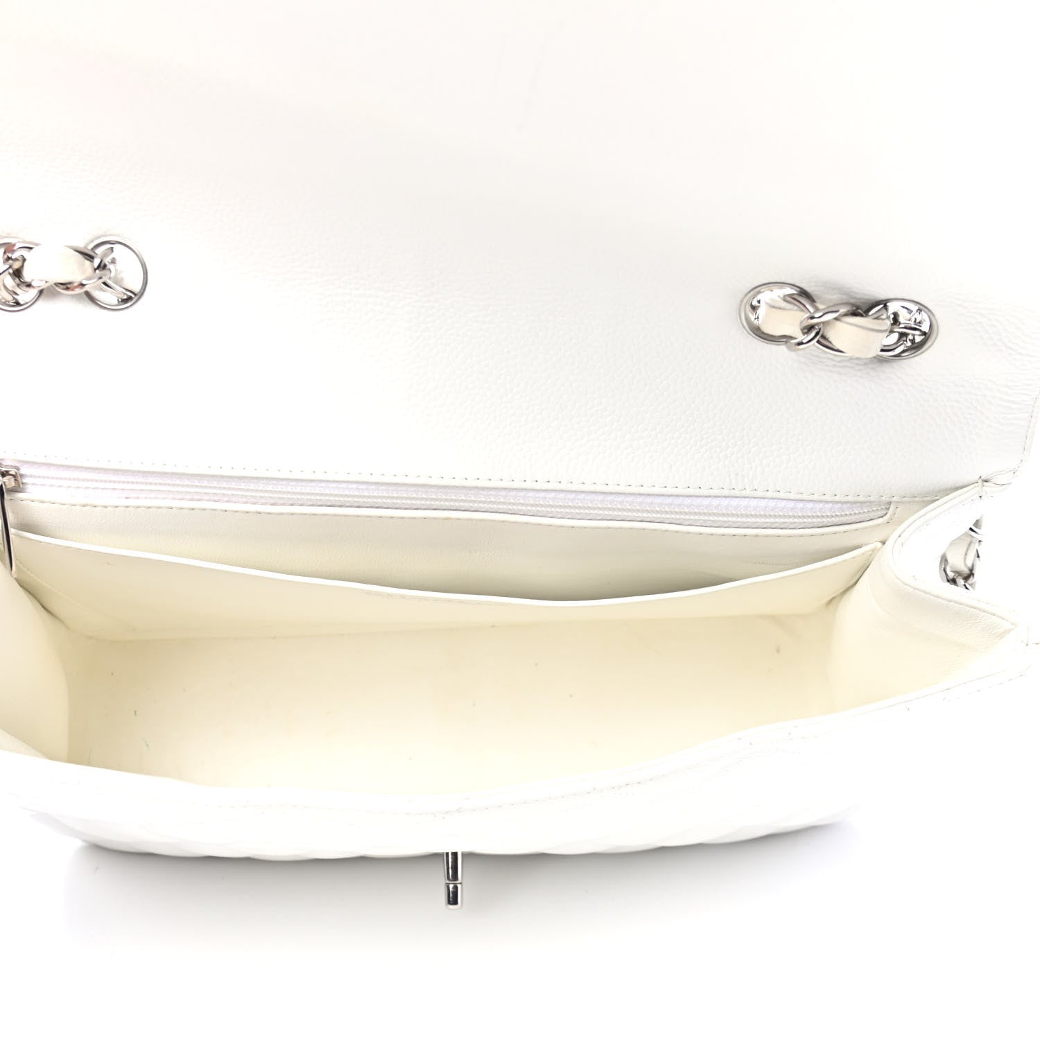 Chanel Caviar Quilted Jumbo Single Flap White 4 of 6