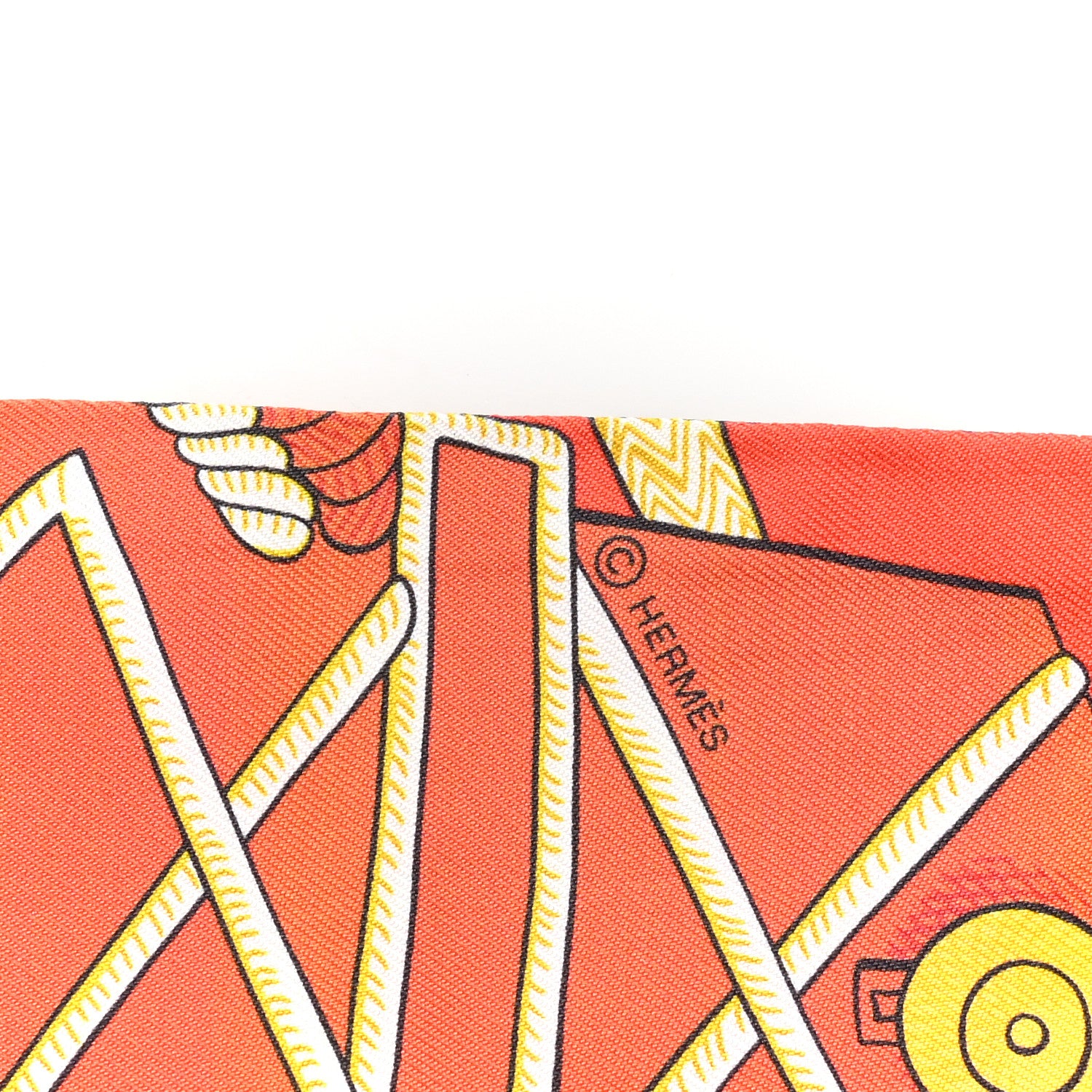 Hermes Silk Zouaves Et Dragons Twilly Rose Orange Multicolor 4 of 4