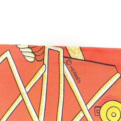 Hermes Silk Zouaves Et Dragons Twilly Rose Orange Multicolor 4 of 4