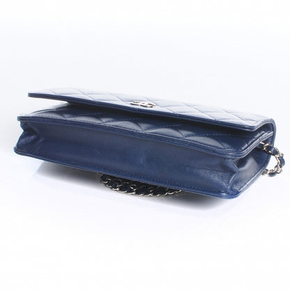 Chanel Lambskin Wallet On Chain WOC Navy 4 of 8