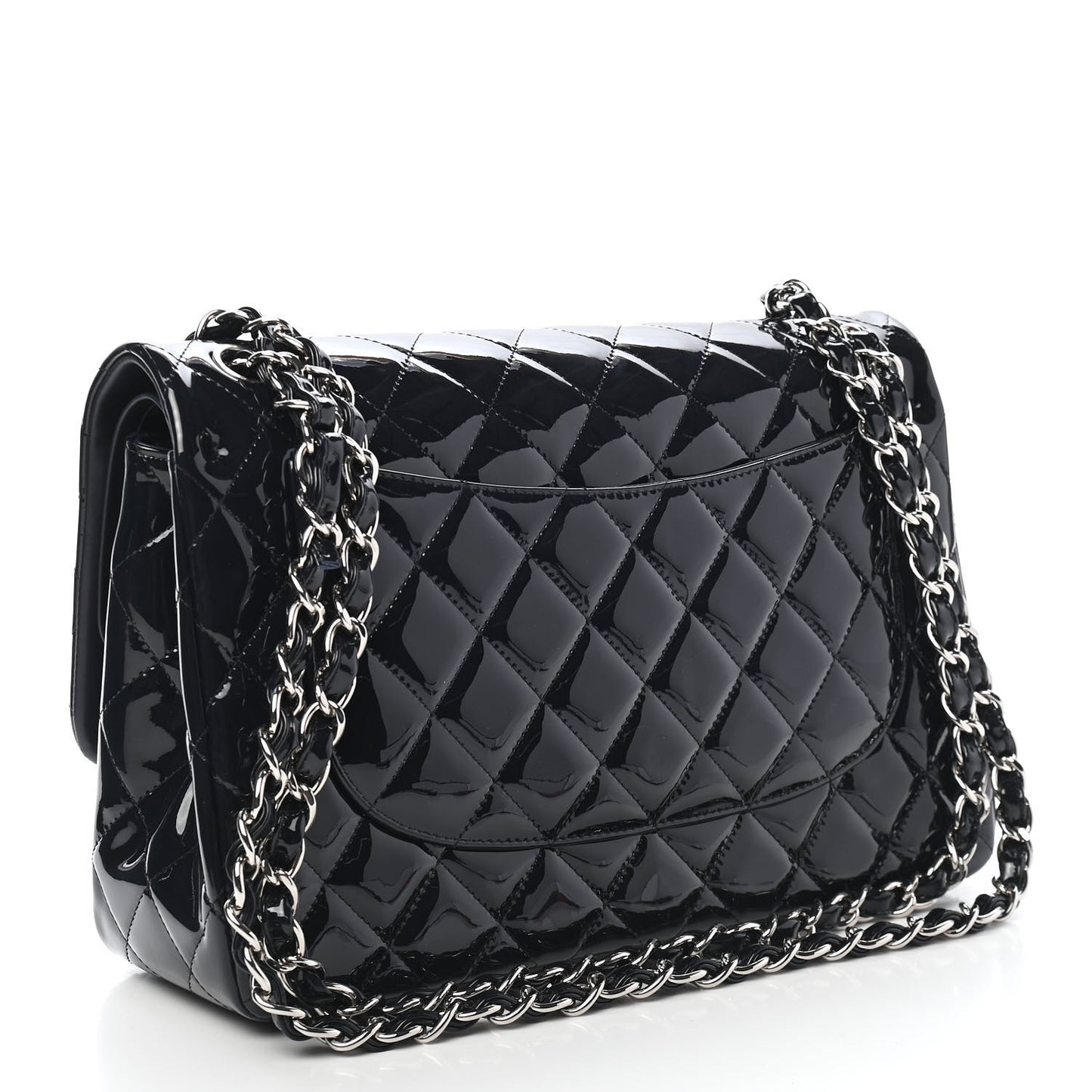 Patent Quilted Jumbo Double Flap Navy