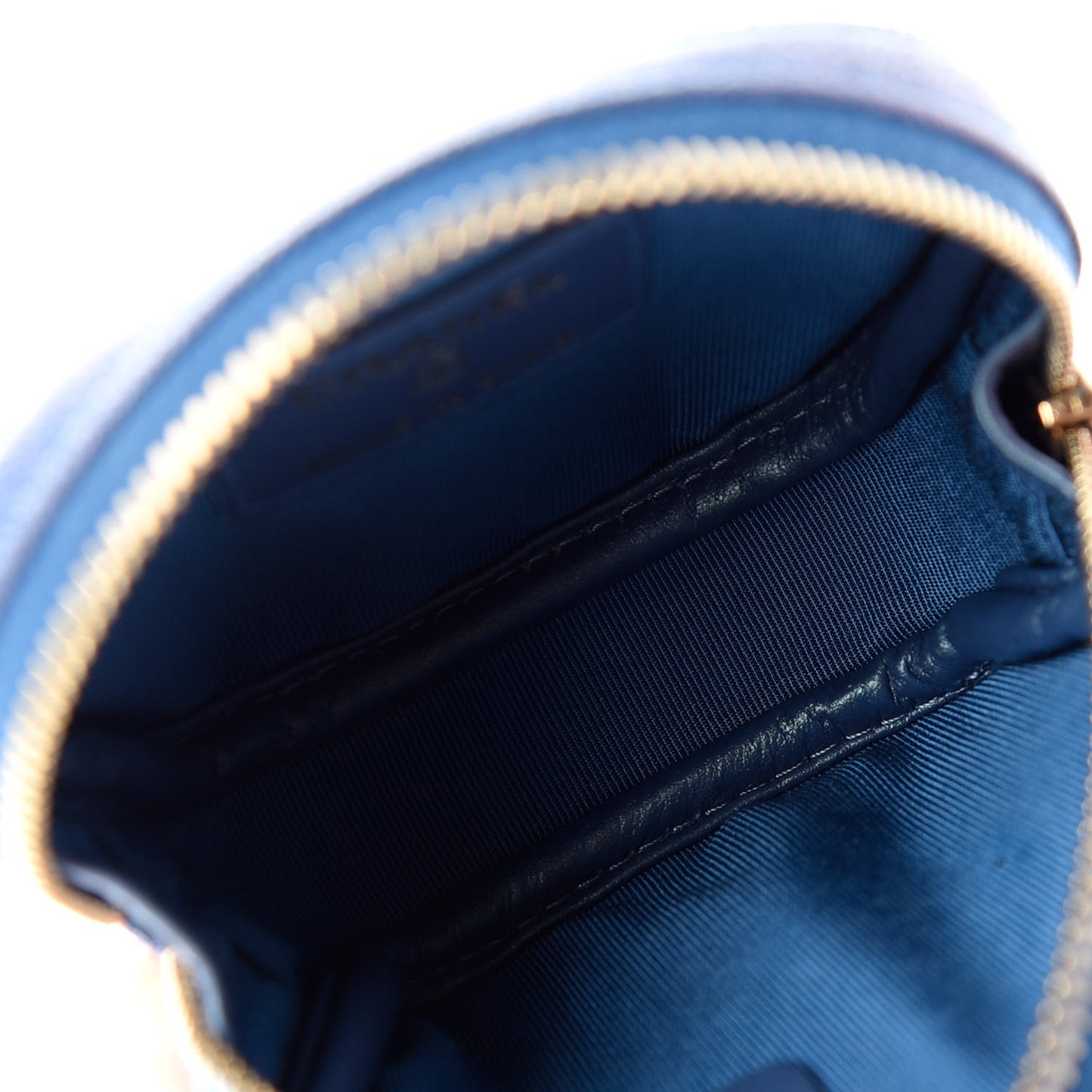 Iridescent Caviar Quilted Zip Around Classic Coin Purse Blue