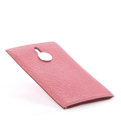 Hermes Chevre Mysore Diabolo Card Holder Case Rose Azalee 3 of 4