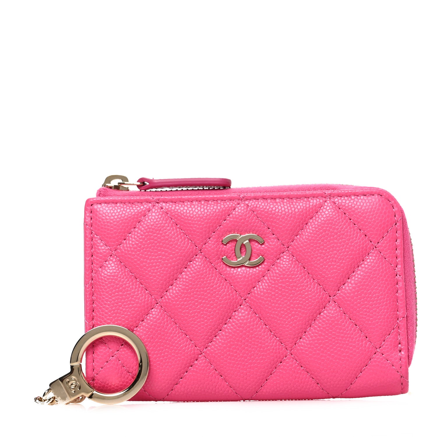 Chanel Caviar Quilted Zipped Key Holder Case Pink 1 of 6