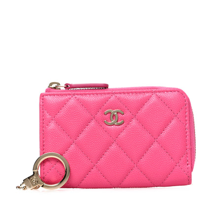Chanel Caviar Quilted Zipped Key Holder Case Pink 1 of 6