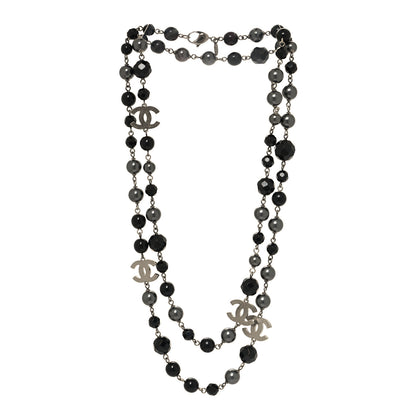 Chanel Ruthenium Pearl Beaded CC Long Necklace Black 3 of 6