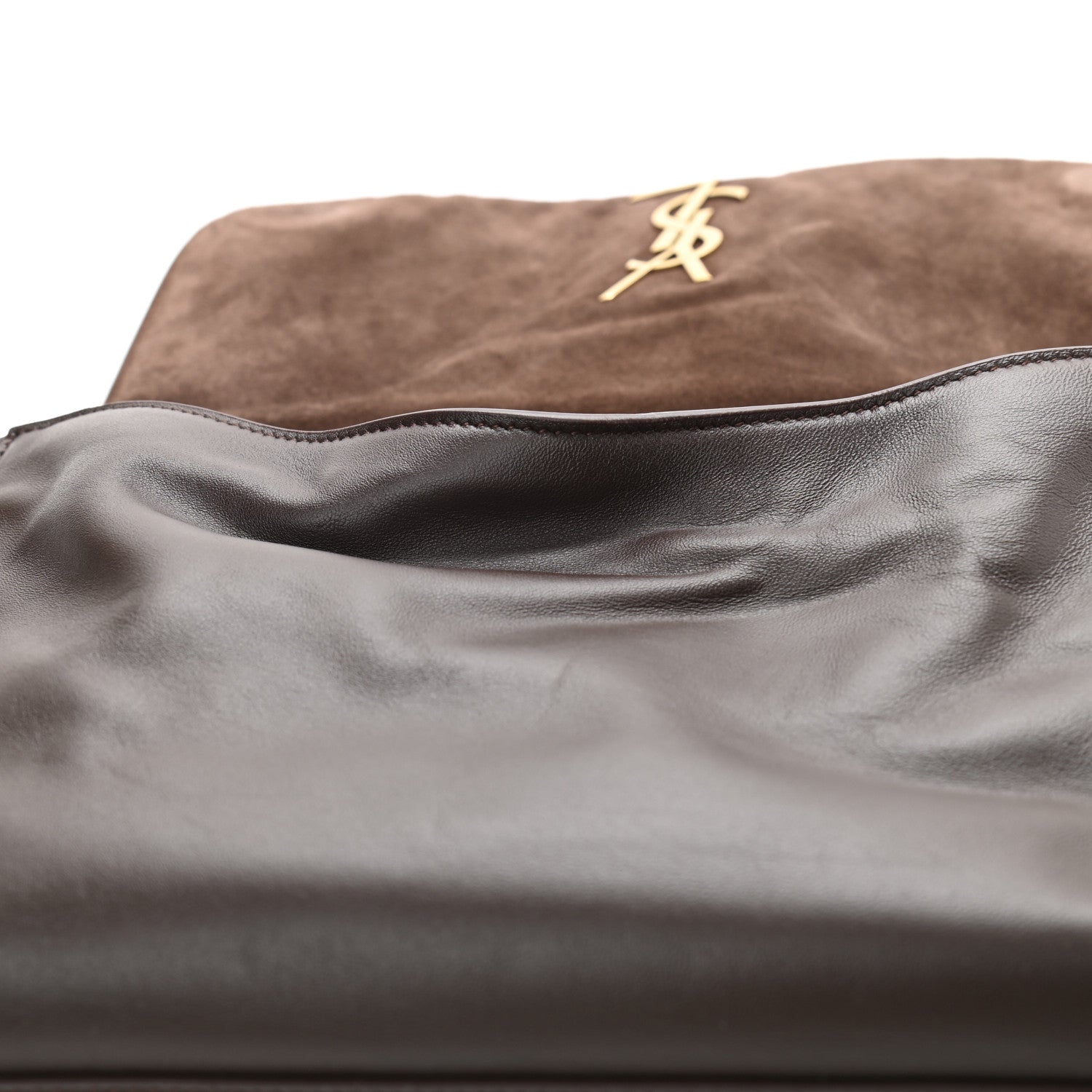 Saint Laurent Smooth Calfskin Suede Medium Reversible Monogram Kate Satchel Military Brown 6 of 9