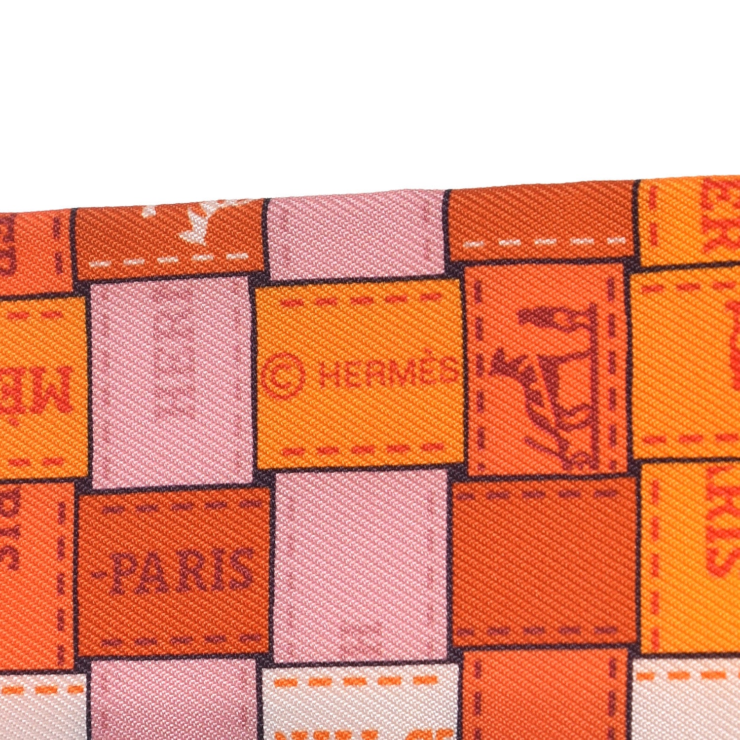 Hermes Silk Bolduc Au Carre Twilly Orange Blanc Vieux 4 of 4