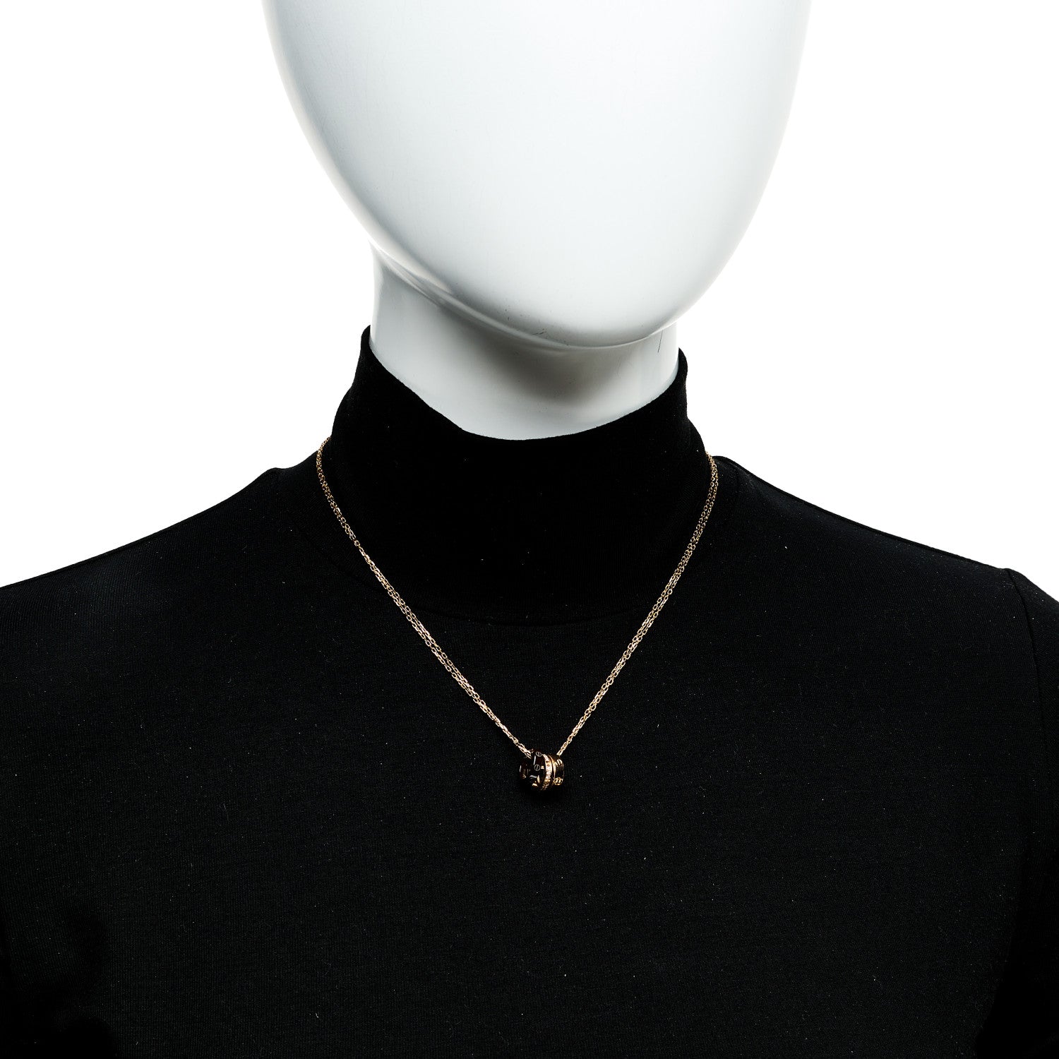 Cartier 18K Pink Gold Ceramic Diamond Three Ring LOVE Pendant Necklace 2 of 5