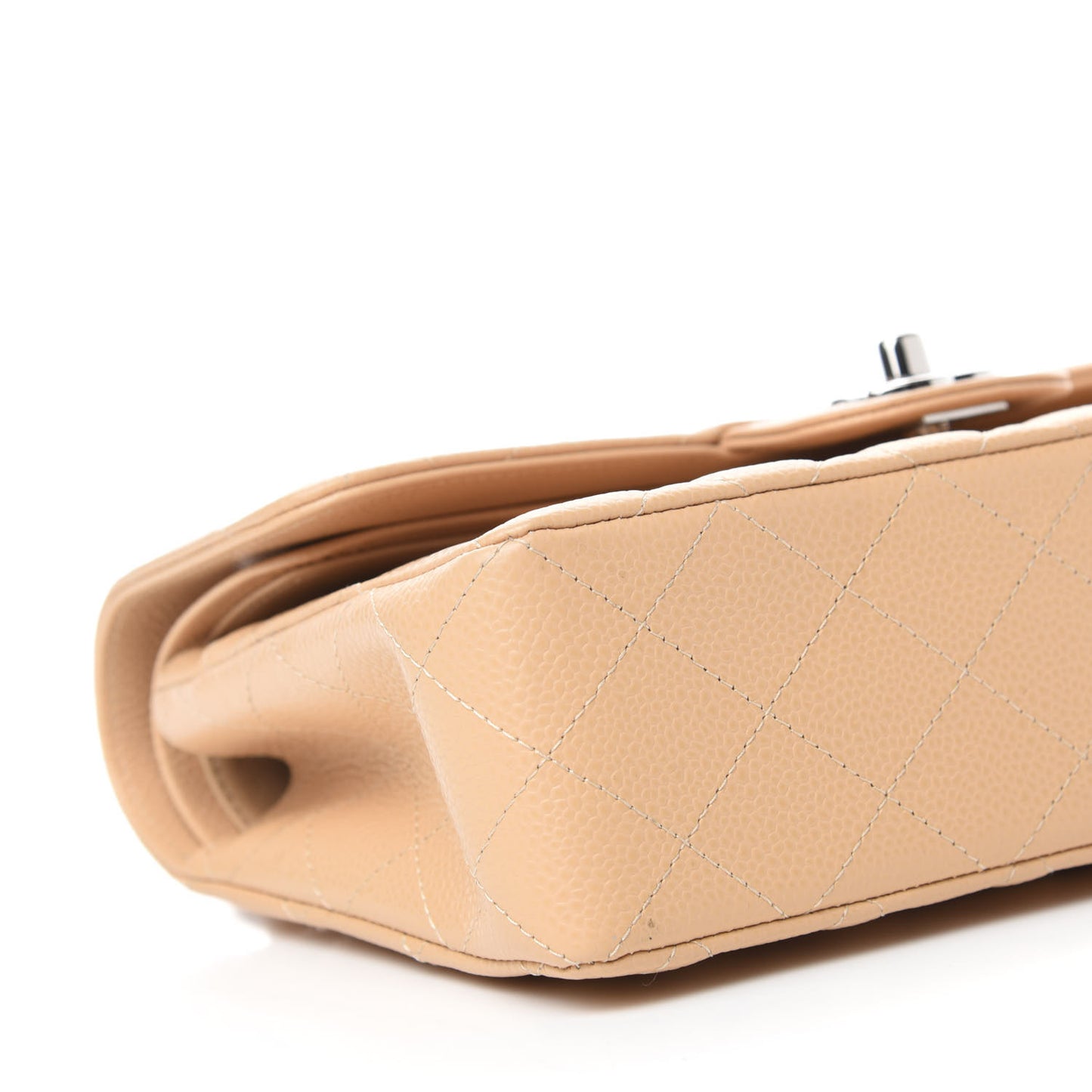 Caviar Quilted Small Double Flap Beige