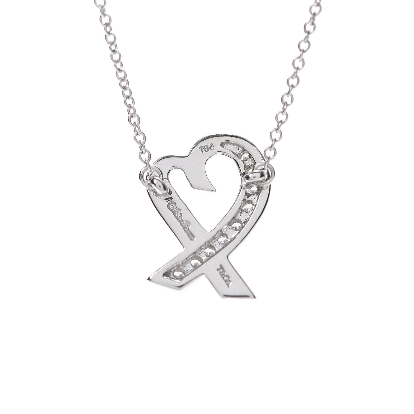 18K White Gold Diamond Small Paloma Picasso Loving Heart Necklace