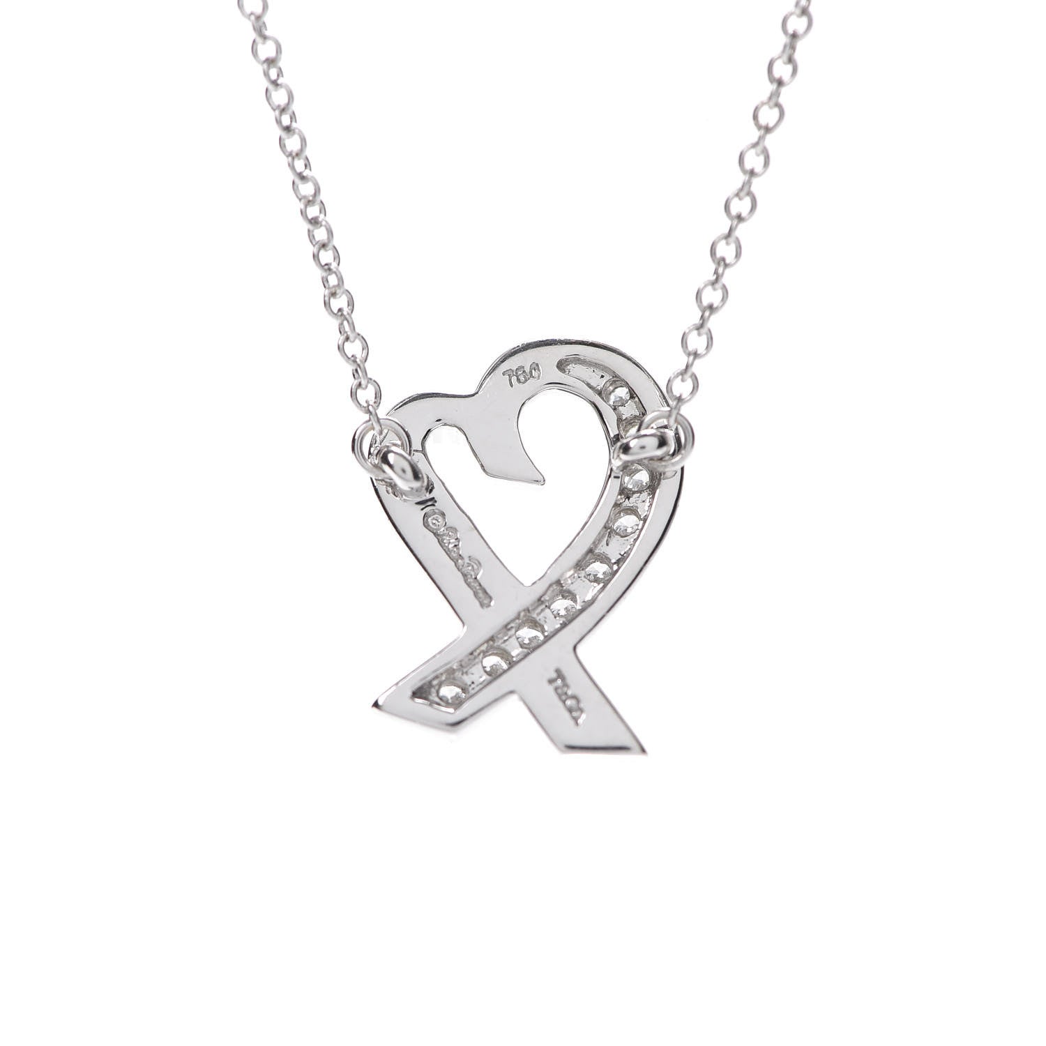 Tiffany 18K White Gold Diamond Small Paloma Picasso Loving Heart Necklace 7 of 8