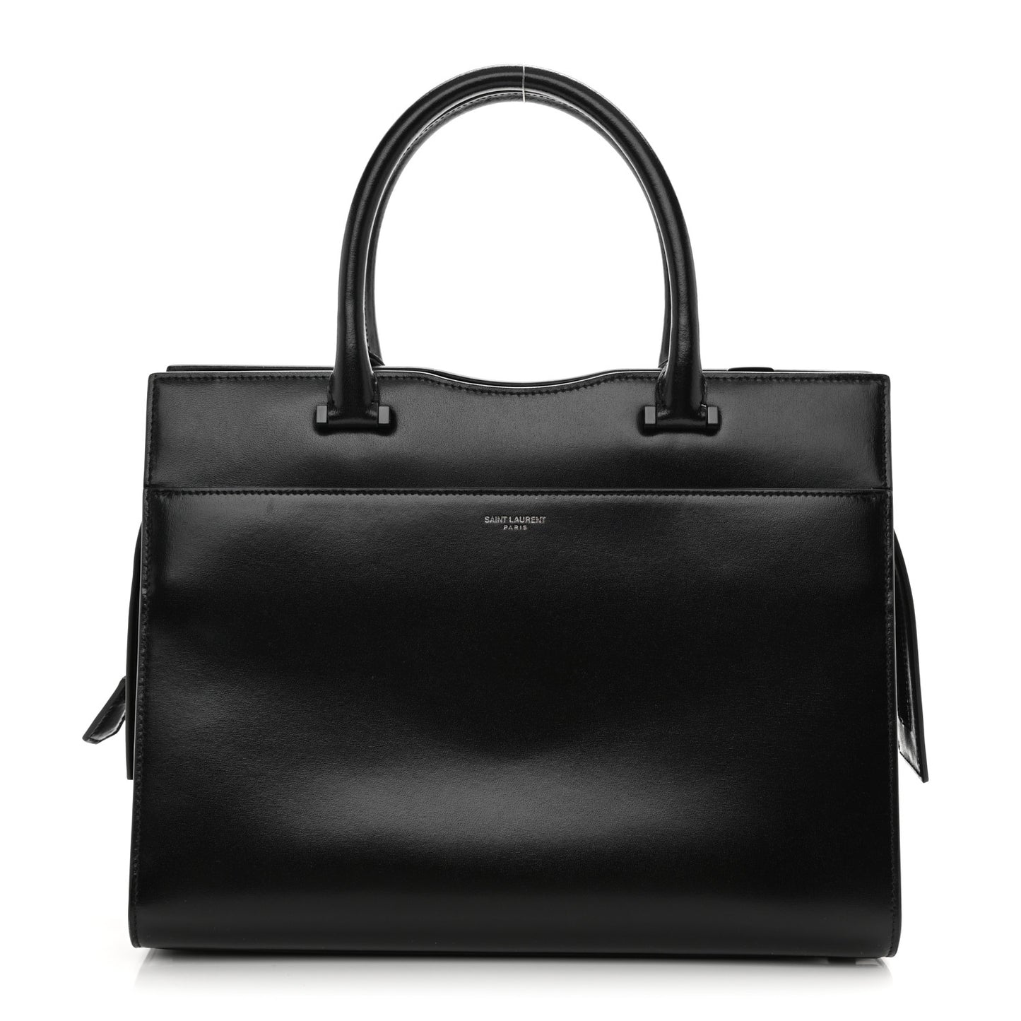 Shiny Calfskin Medium Uptown Tote Black