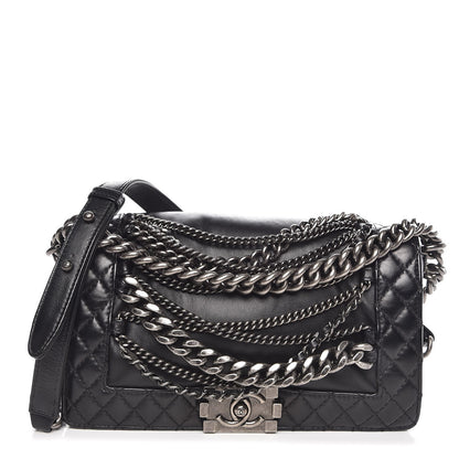 Chanel Calfskin Enchained Medium Boy Flap Black 1 of 8