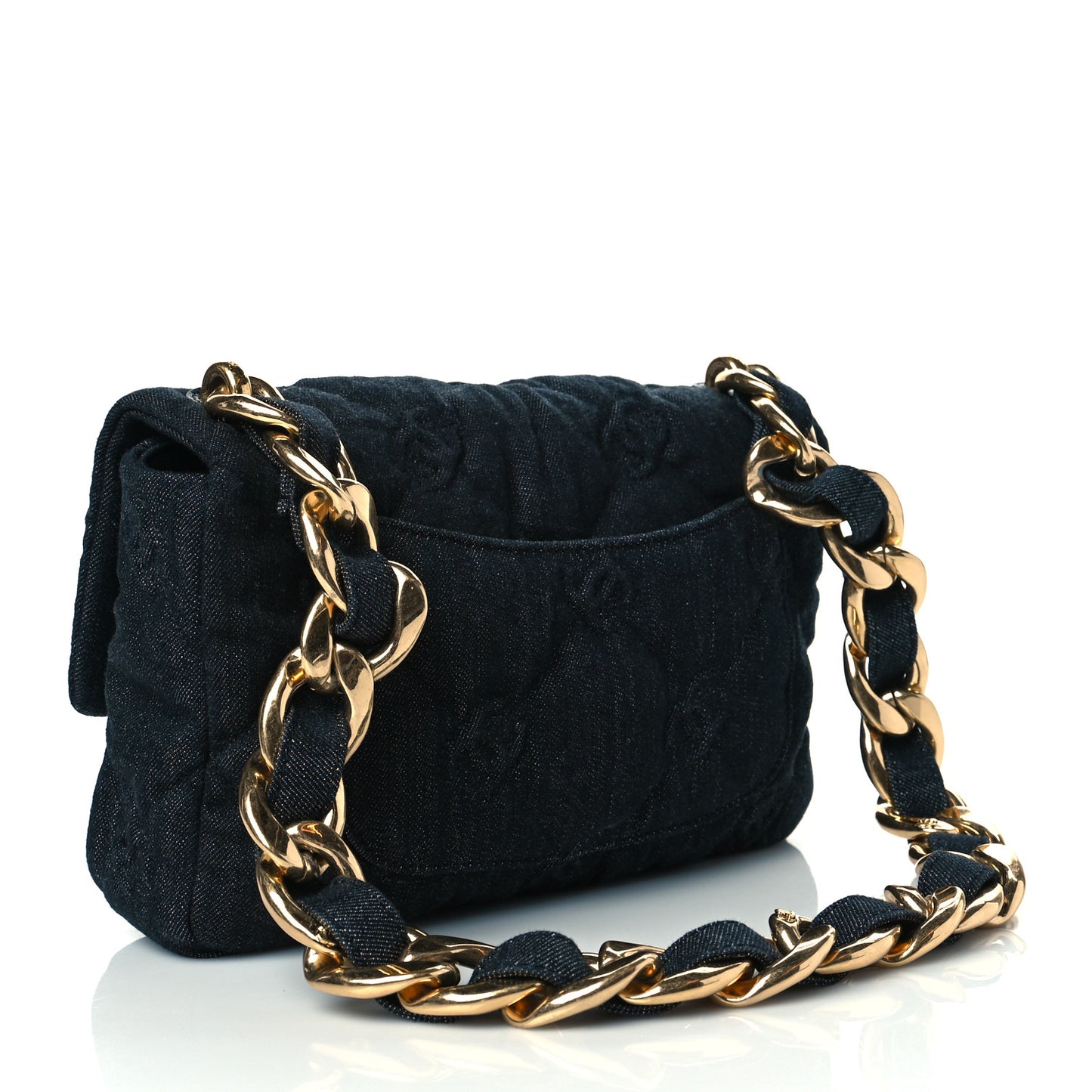 Denim Quilted Medium CC Funky Town Flap Dark Blue