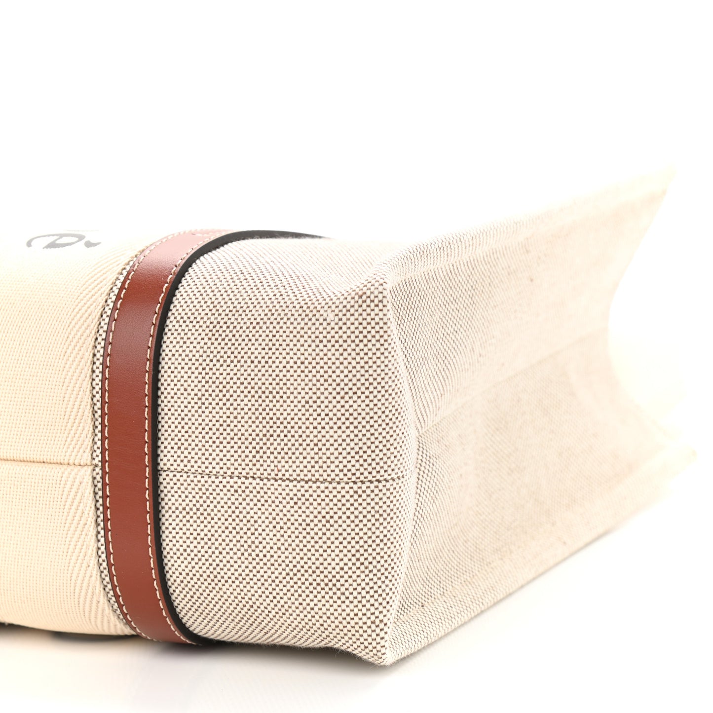 Cotton Calfskin Medium Woody Ribbon Tote White Brown