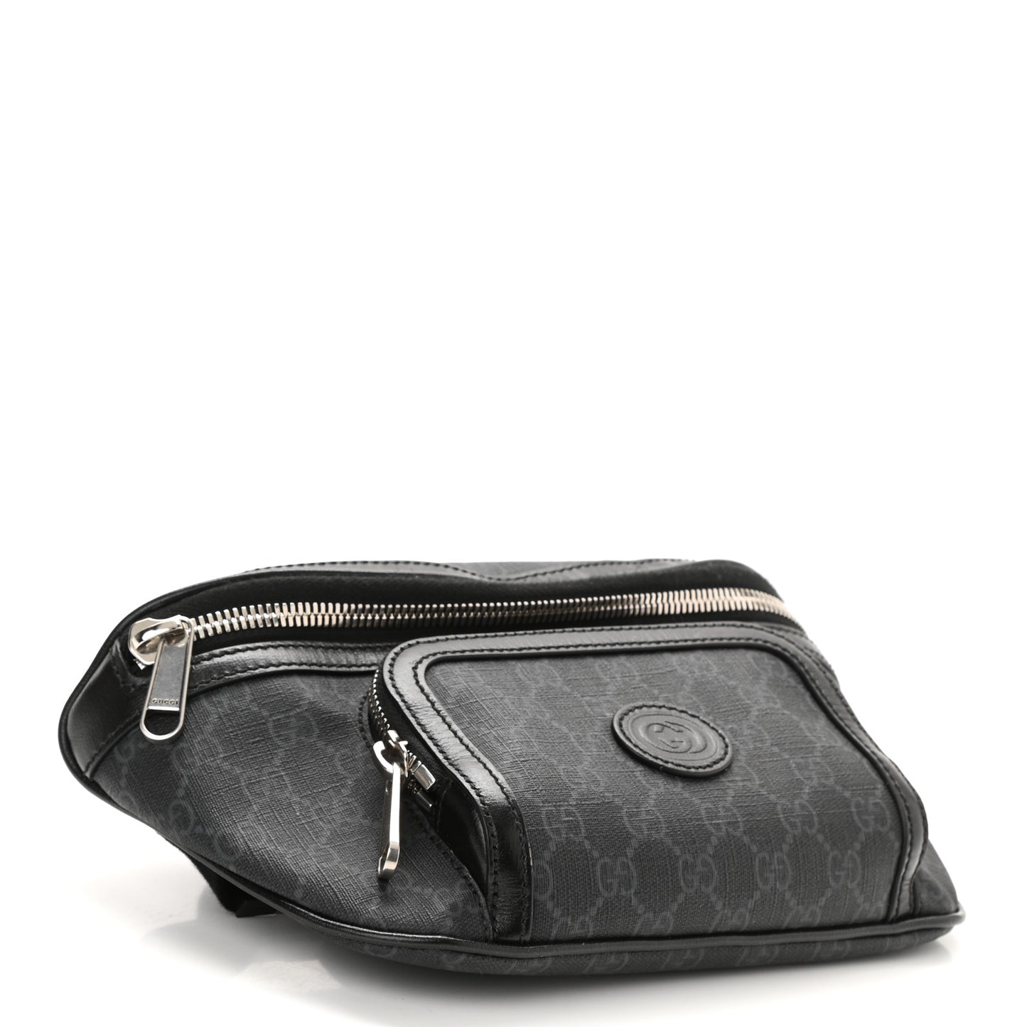 GG Supreme Monogram Textured Calfskin Retro Interlocking G Belt Bag Black