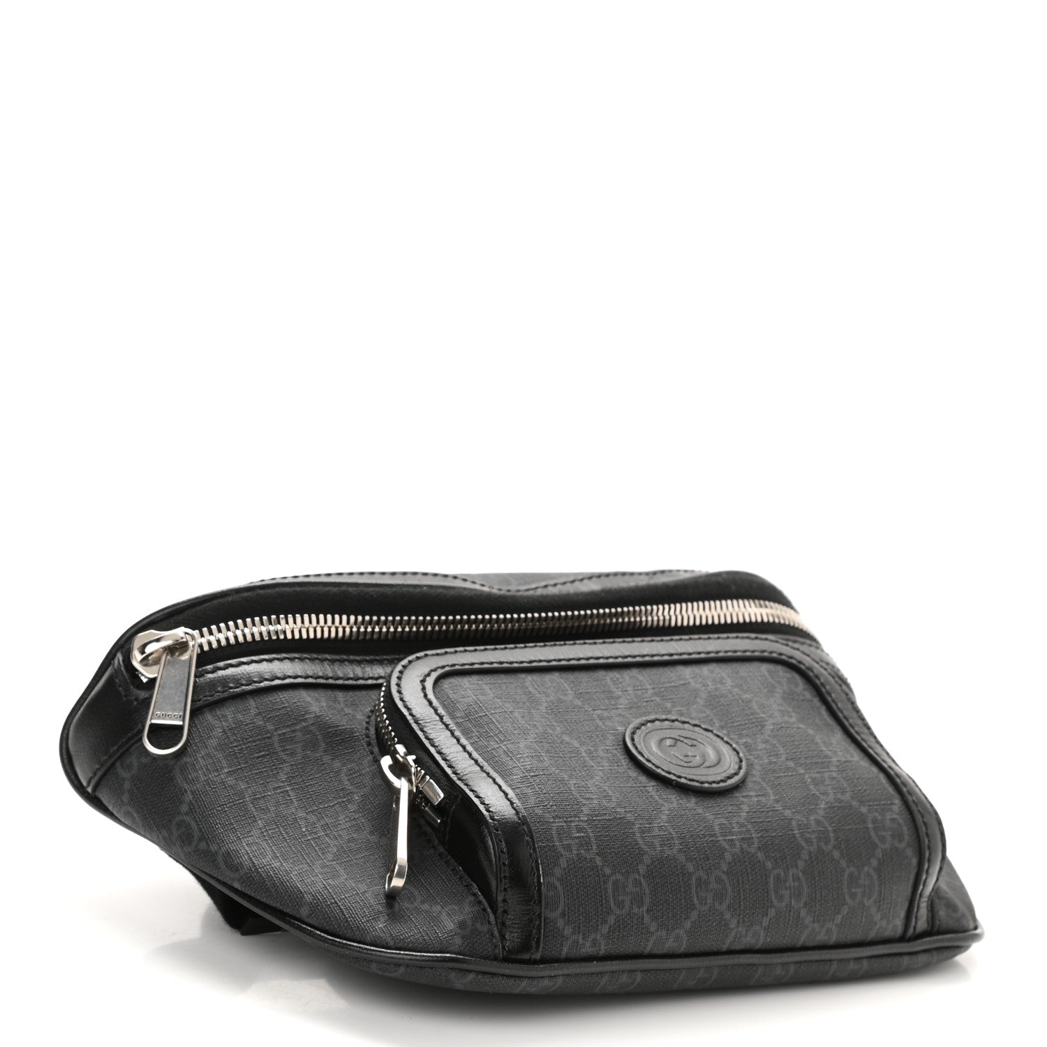 Gucci GG Supreme Monogram Textured Calfskin Retro Interlocking G Belt Bag Black 4 of 8